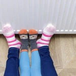 Feet by the heater